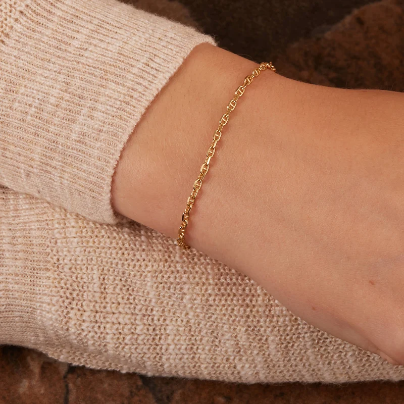 Karma 925 Sterling Silver Gold-coloured Chain Bracelet 94128GP (Length: 16.50 - 19.00 cm)