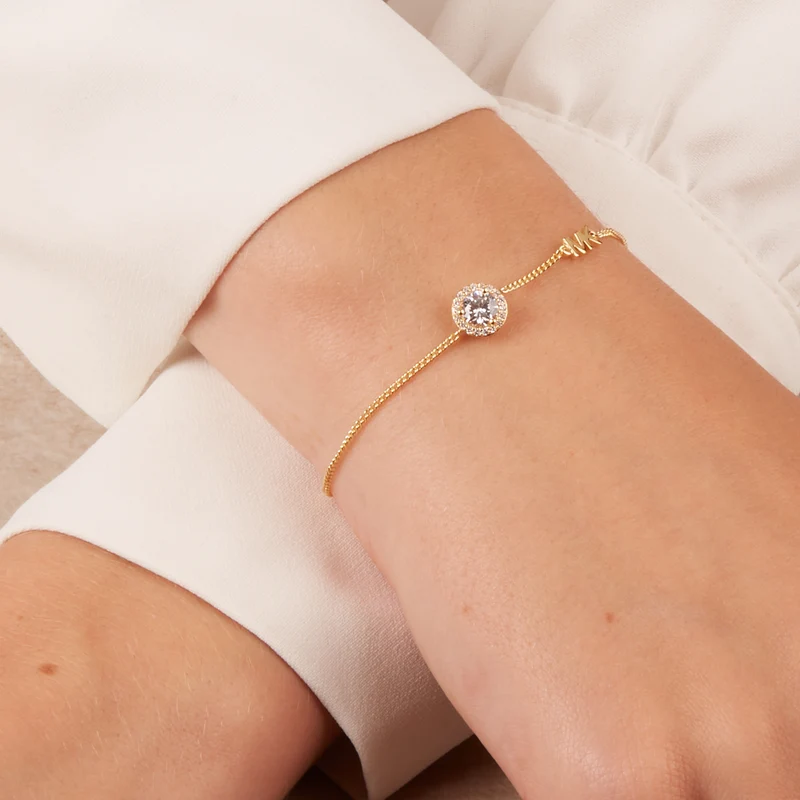 Michael Kors Premium 925 Sterling Silver Gold-coloured Bracelet MKC1206AN710 (Length: 22.00 cm)