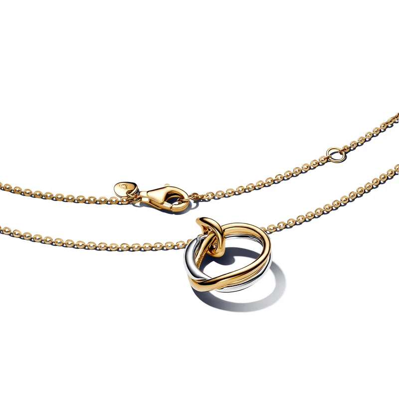 Pandora Essence Gold Plated Organisch Gevormde Tweekleurige Bedelketting 363882C00-45