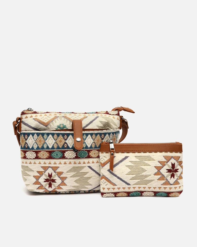 Tiani bolso bandolera pequeño con estampado jacquard y neceser pequeño