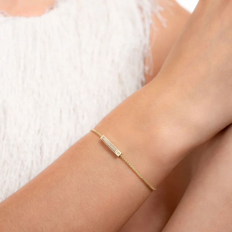 Isabel Bernard Le Marais Liaison 14 karaat gouden armband met zirkonia steentjes IB320154