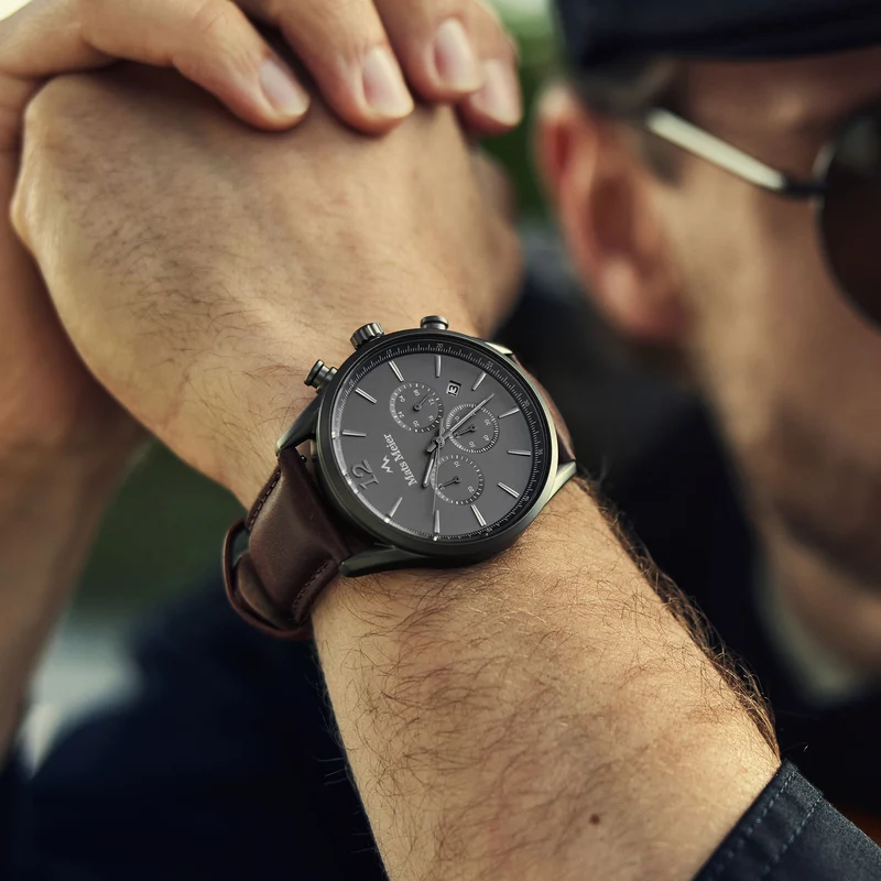 Mats Meier Grand Cornier Chrono Gunmetal/DonkerBruine Horloge MM00104