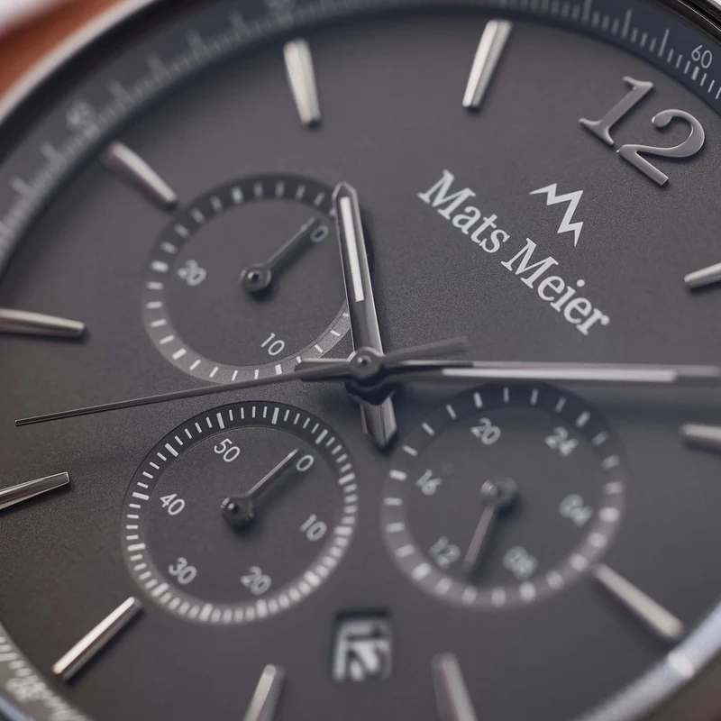 Mats Meier Grand Cornier Chrono Gunmetal/DonkerBruine Horloge MM00104