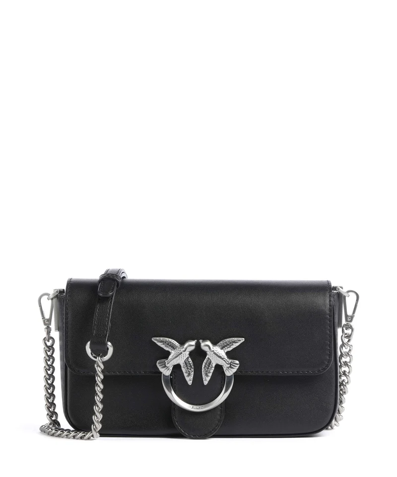 Pinko Love One Mini Slouchy Bandolera nero limousine/matt silver