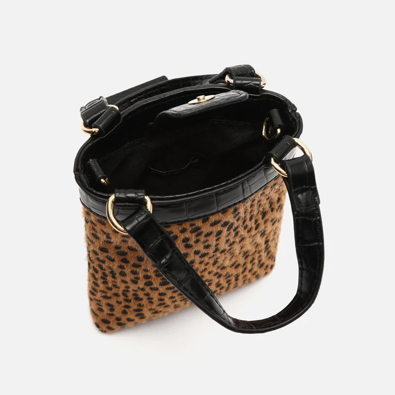 Samira bolso de mano pequeño animal print con asa bandolera extraíble ED.