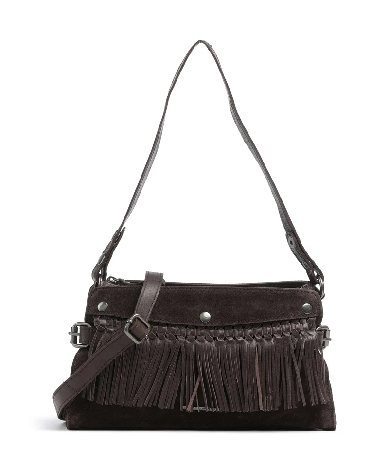 Spikes & Sparrow Suede Mix Madelon Bolso de hombro dark brown