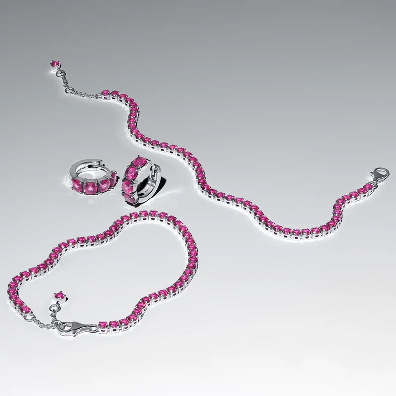 Pandora Timeless 925 Sterling Zilveren Sprankelende Roze Tennisarmband 591469C04-18