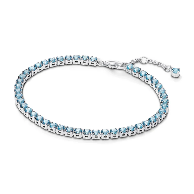 Pandora Timeless 925 Sterling Zilveren Sprankelende Lichtblauwe Tennisarmband 591469C03-18