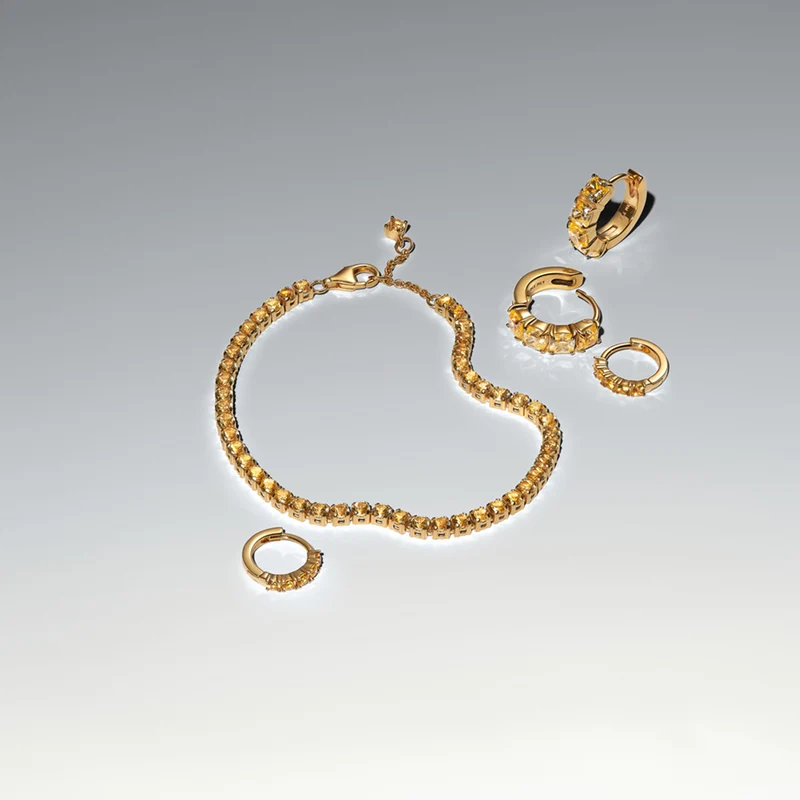 Pandora Timeless Gold Plated Sparkling Yellow Tennis Bracelet 561469C03-20