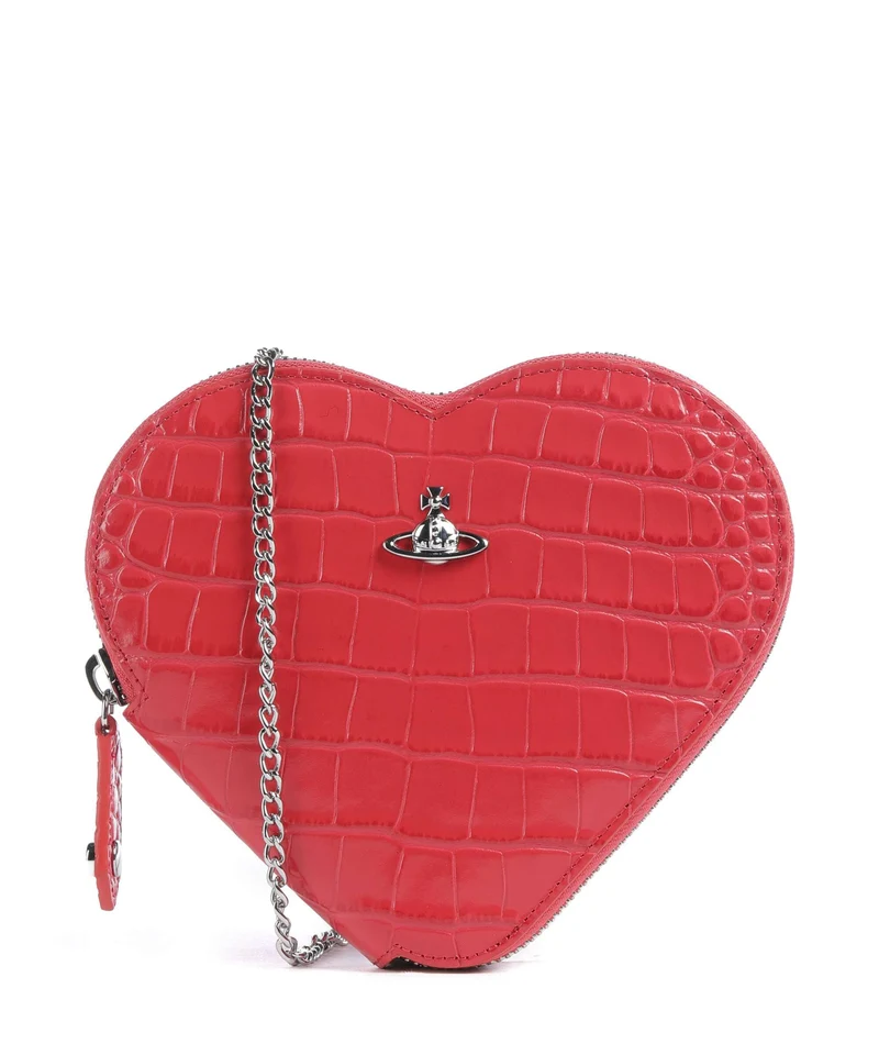 Vivienne Westwood Heart Embossed Croc Bandolera coral