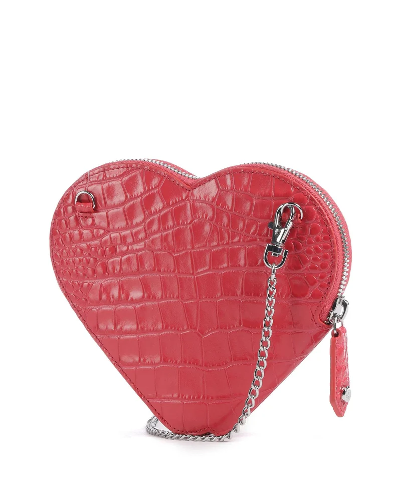 Vivienne Westwood Heart Embossed Croc Bandolera coral