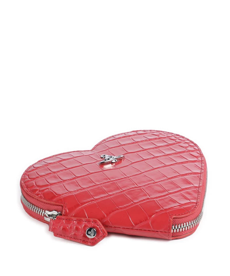 Vivienne Westwood Heart Embossed Croc Bandolera coral