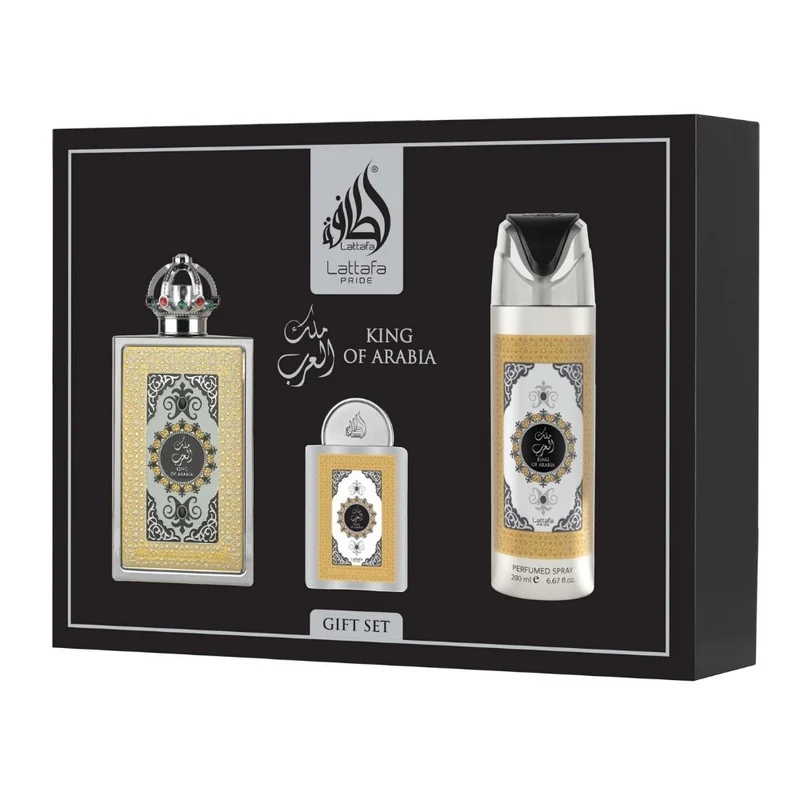 Lattafa Pride King of Arabia E100 DP ML + EDP 20 ML + Body Spray 200 ML (U)