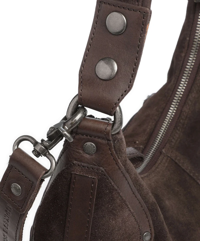 Spikes & Sparrow Suede Mix Anne-Lou Bolso de hobo dark brown