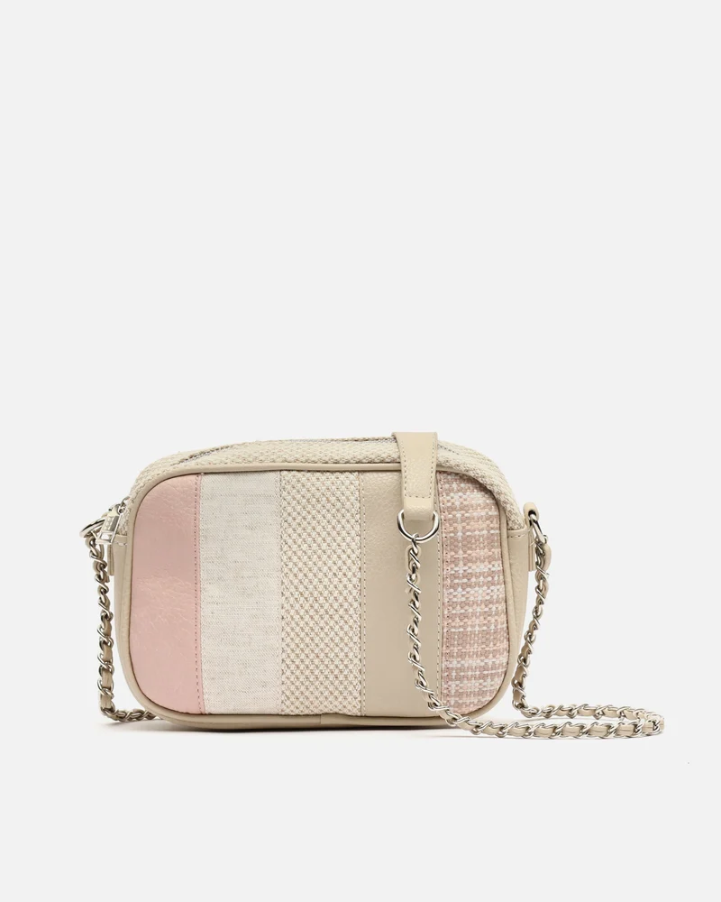 Larenito bolso bandolera pequeño efecto rafia ED.