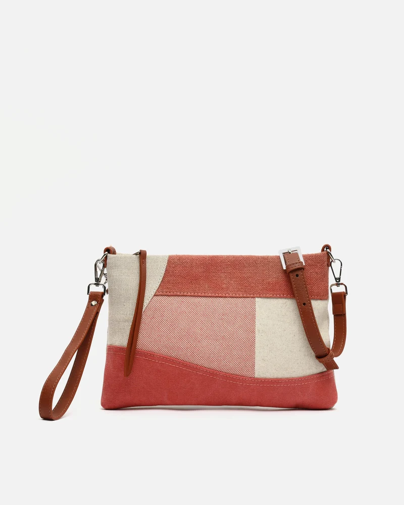 Narcis bolso bandolera pequeño con asa de mano y estampado patchwork efecto desgastado ED.