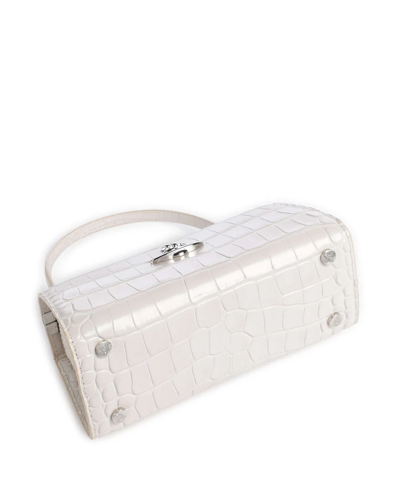 Vivienne Westwood Doll Frame Embossed Croc XL Bolso de mano pearl white
