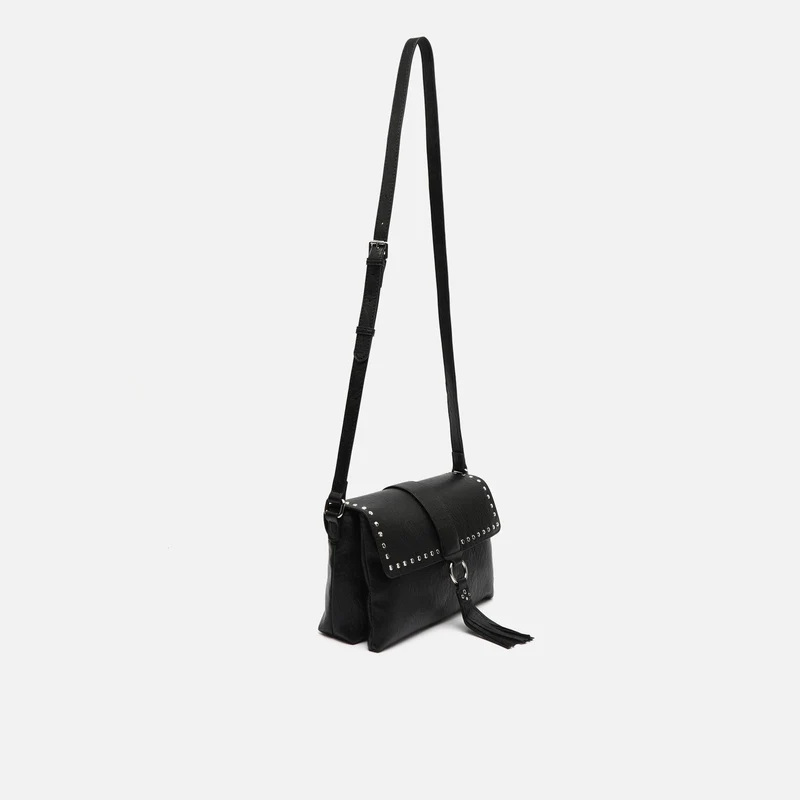 Dione bolso bandolera con solapa y detalles metálicos