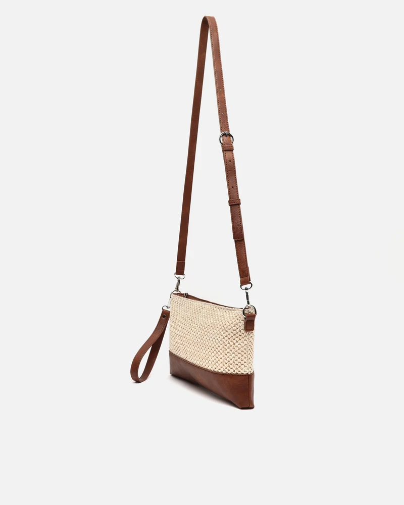 Estena bolso bandolera pequeño efecto rafia con asa de mano ED.