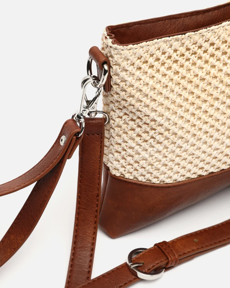 Estena bolso bandolera pequeño efecto rafia con asa de mano ED.