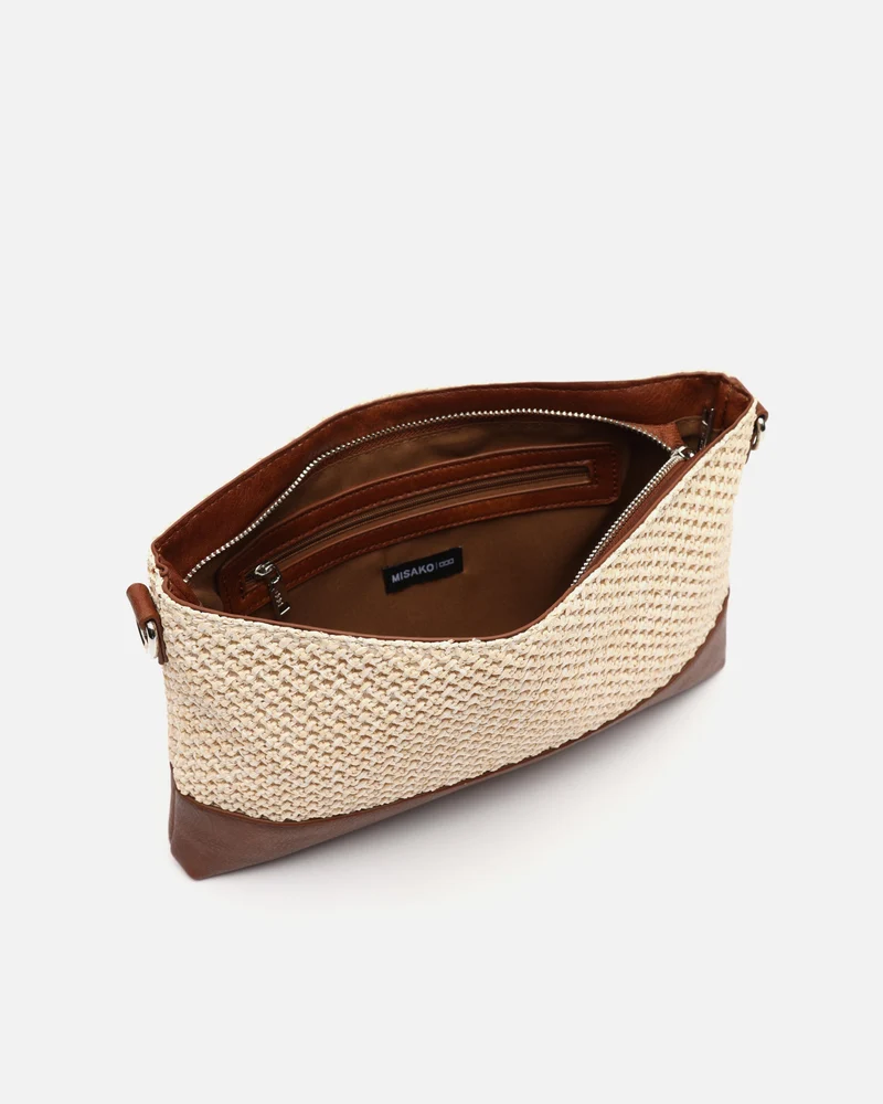 Estena bolso bandolera pequeño efecto rafia con asa de mano ED.