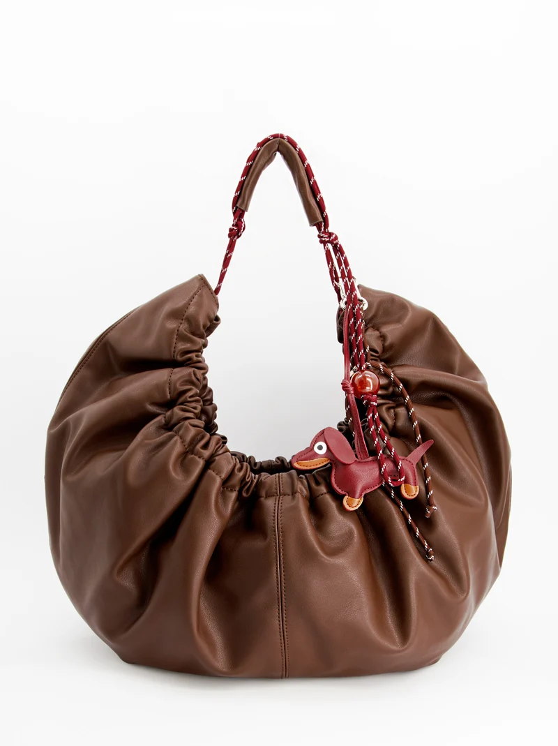 Bolso marrón fruncido efecto piel - Bolor