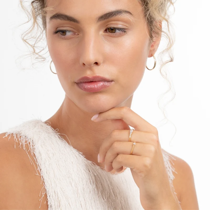 Isabel Bernard Rivoli Jodi 14 Karaat Gouden Stacking Ring Met Zirkonia Steentje IB330111-50