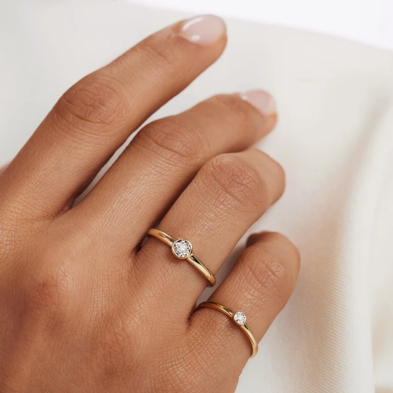 Isabel Bernard De La Paix Inaya 14 Karaat Gouden Ring | Diamant 0.01 ct | IBD330027-60