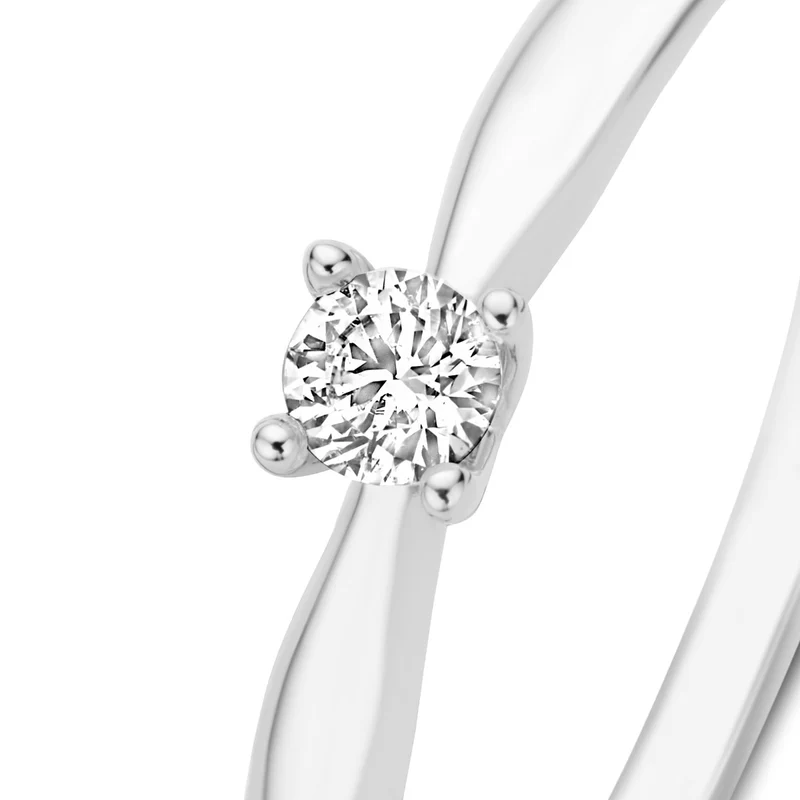 Isabel Bernard De la Paix Christine 14 karaat witgouden ring | diamant 0.10 ct | IBD330006-48