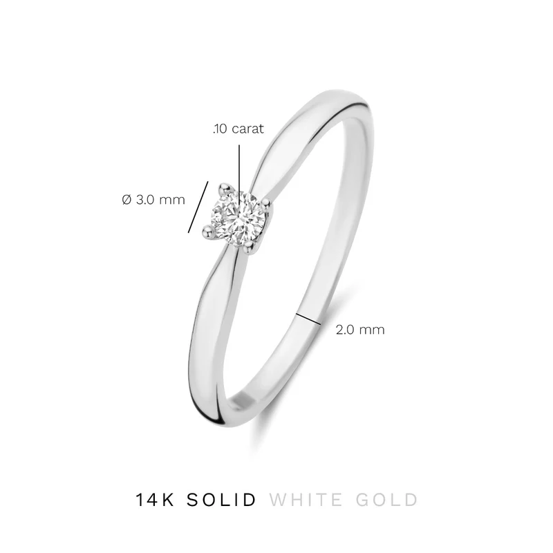 Isabel Bernard De la Paix Christine 14 karaat witgouden ring | diamant 0.10 ct | IBD330006-48