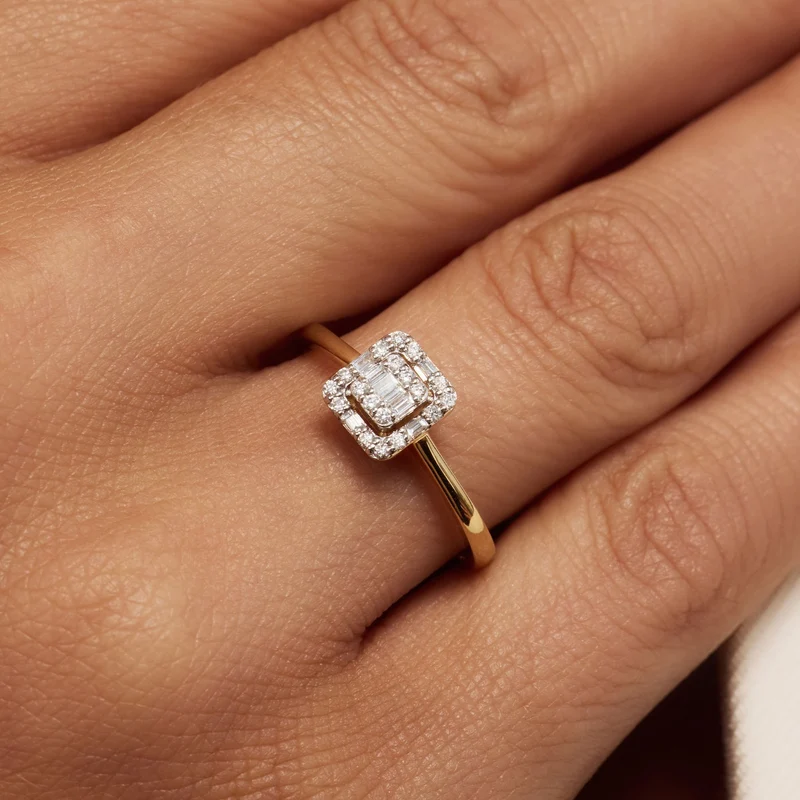 Isabel Bernard De la Paix Elena 14 karaat gouden ring met diamant 0.18 ct IBD330036-60