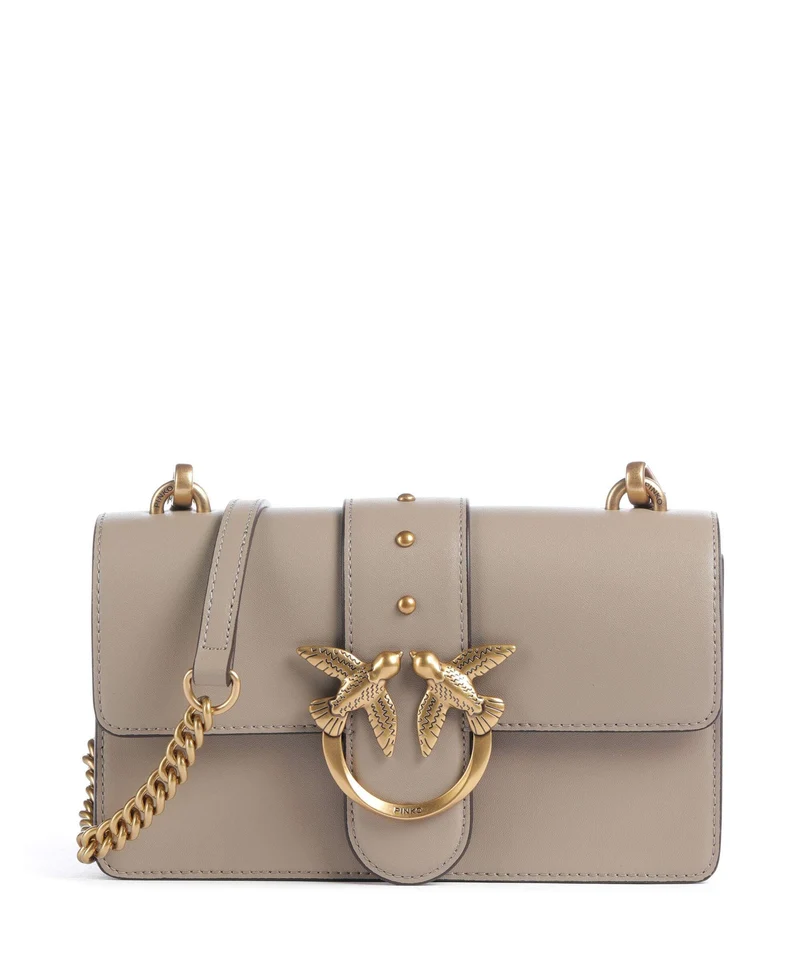 Pinko Love One Mini Bandolera grigio talpa/antique gold