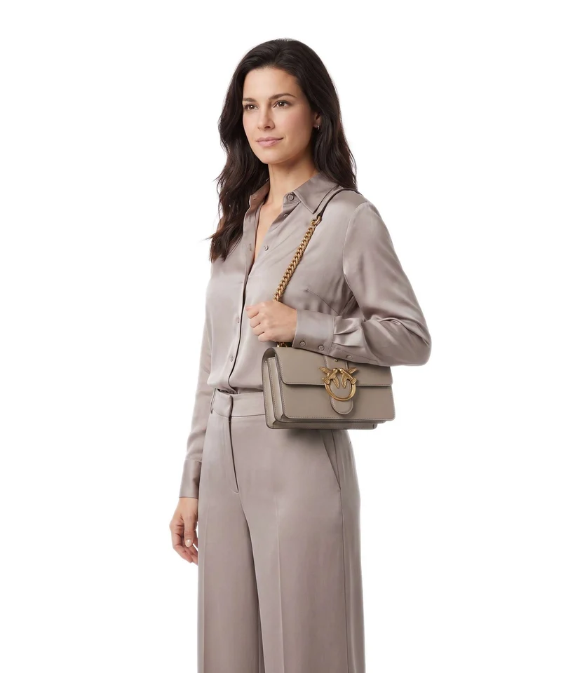 Pinko Love One Mini Bandolera grigio talpa/antique gold