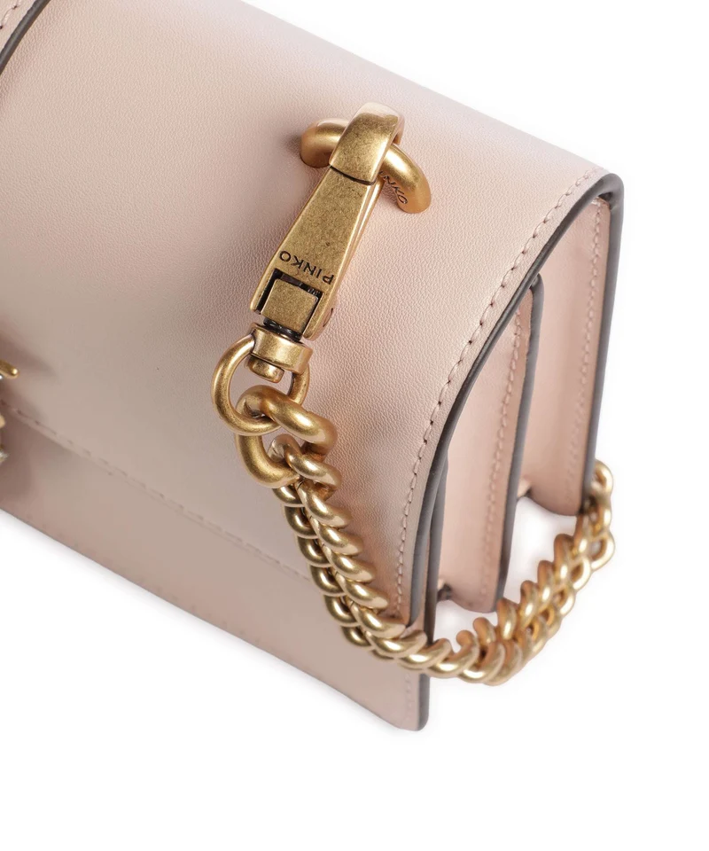 Pinko Love One Mini New Buckle Bandolera rosa cammeo/antique gold