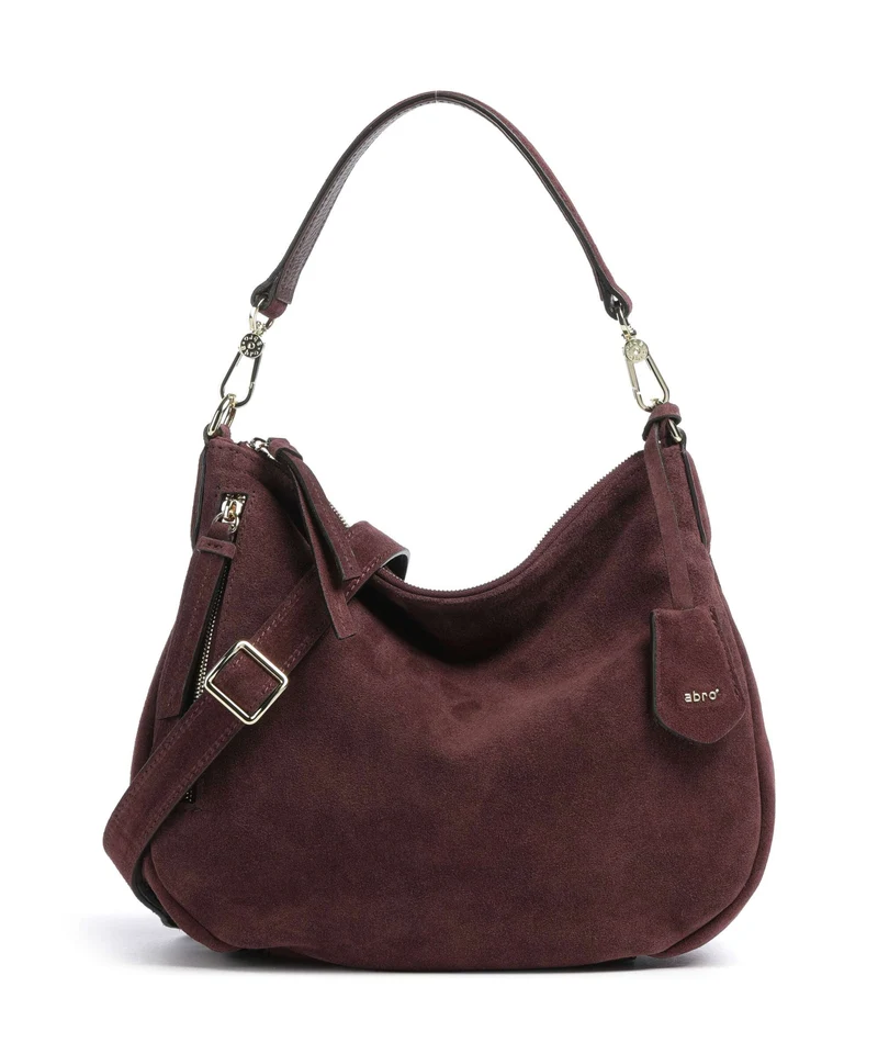 Abro Suede Juna Small Bolso de hobo burgundy