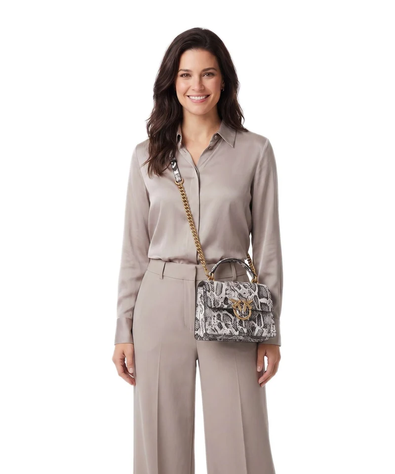 Pinko Love One Mini Bandolera roccia/nero/antique gold