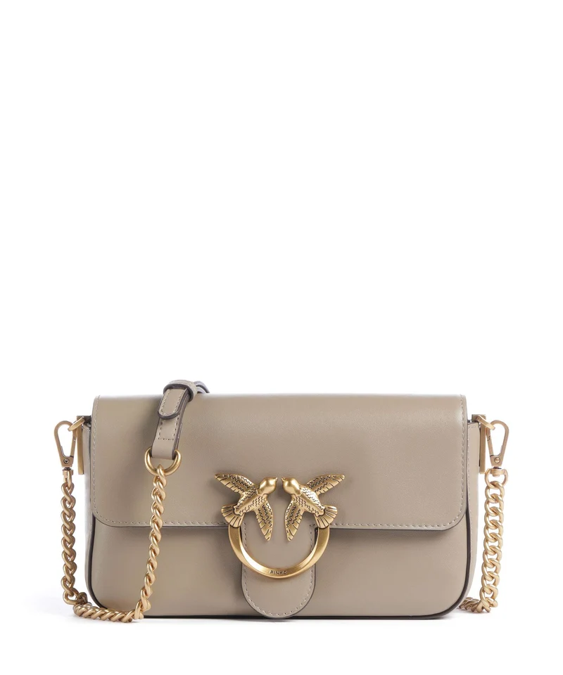 Pinko Love One Mini Slouchy Bandolera grigio talpa/antique gold