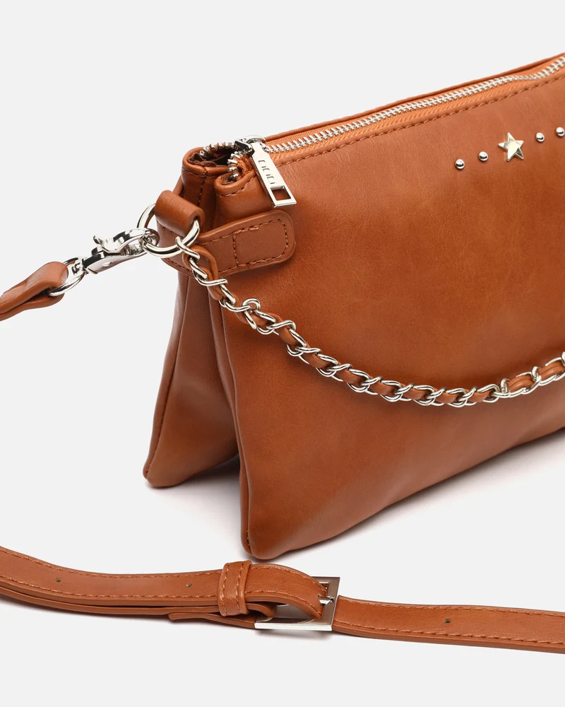 Nesco bolso bandolera pequeño con doble cadena extraíble y detalles metálicos ED.