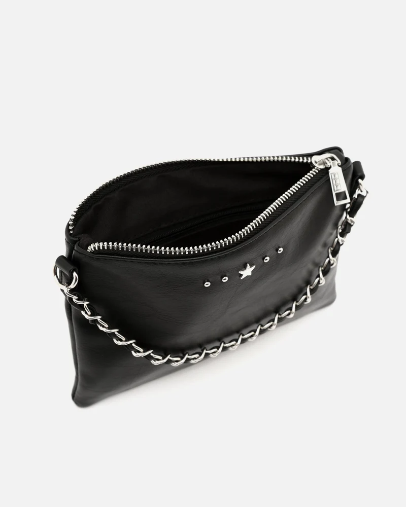 Nescofi bolso bandolera de fiesta pequeño con doble cadena extraíble y detalles metálicos