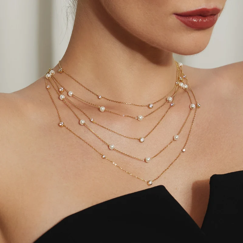 Ania Haie Miss Dainty Gold Coloured Pearl Necklace AH-N065-03G