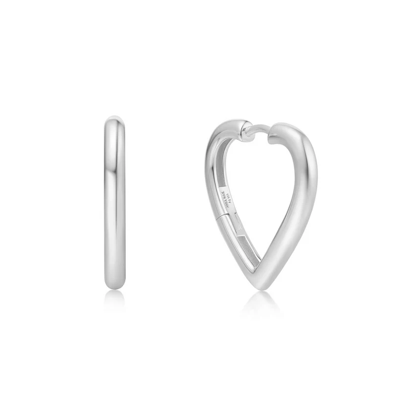 Ania Haie Sunny Sparkler Zilveren Middellange Heart Hoop Oorbellen AH-E064-03H