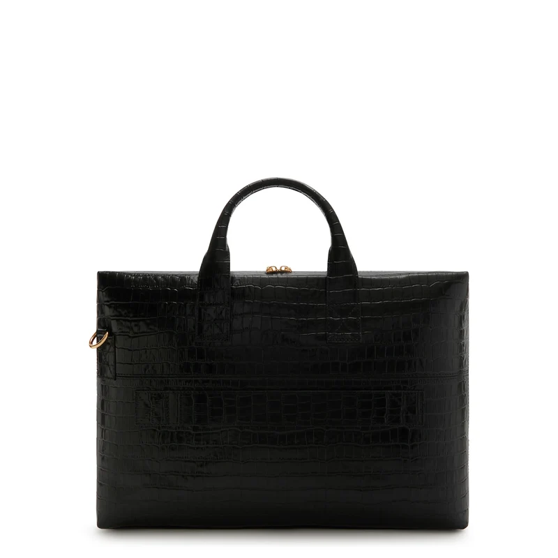 Isabel Bernard Honoré Anique Croco Zwarte Kalfsleren Handtas IB25072