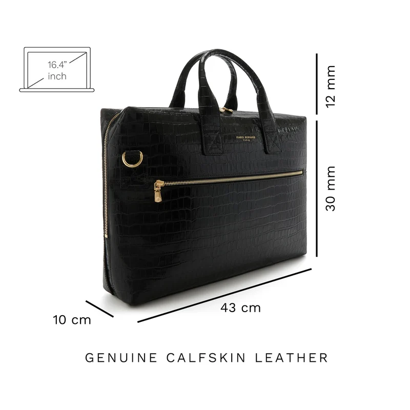 Isabel Bernard Honoré Anique Croco Zwarte Kalfsleren Handtas IB25072