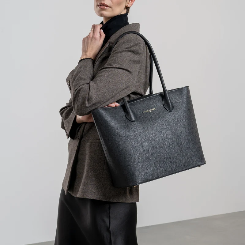 Isabel Bernard Honoré Lysanne Zwarte Kalfsleren Shopper IB25022