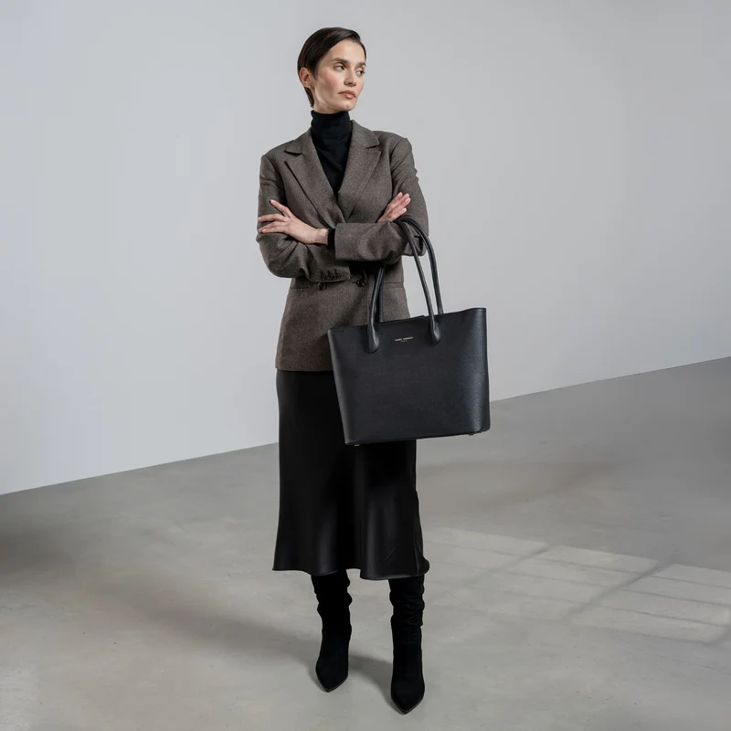 Isabel Bernard Honoré Lysanne Zwarte Kalfsleren Shopper IB25022