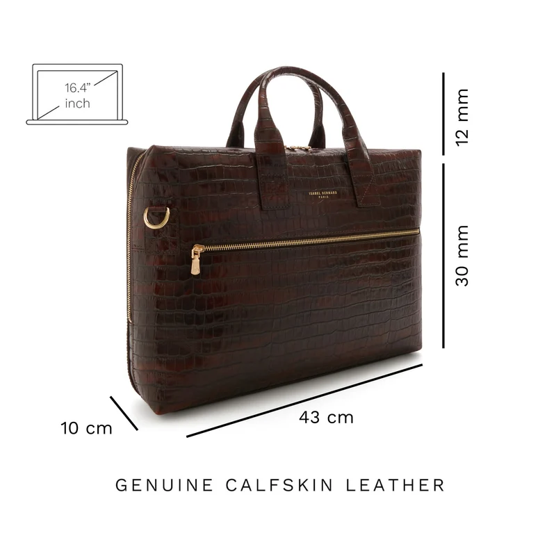 Isabel Bernard Honoré Anique Croco Bruine Kalfsleren Handtas IB25073