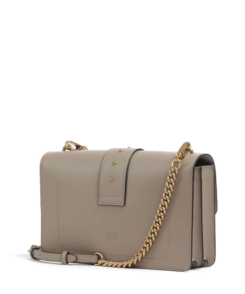 Pinko Love One Classic New Buckle Bandolera grigio talpa/antique gold