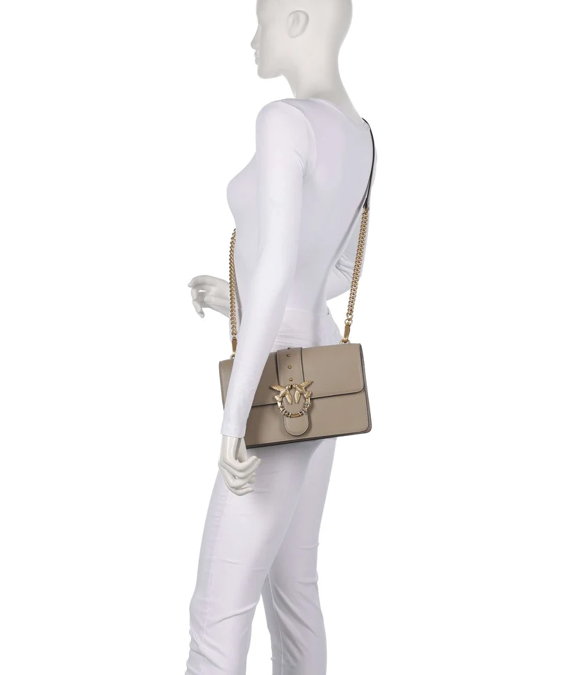 Pinko Love One Classic New Buckle Bandolera grigio talpa/antique gold