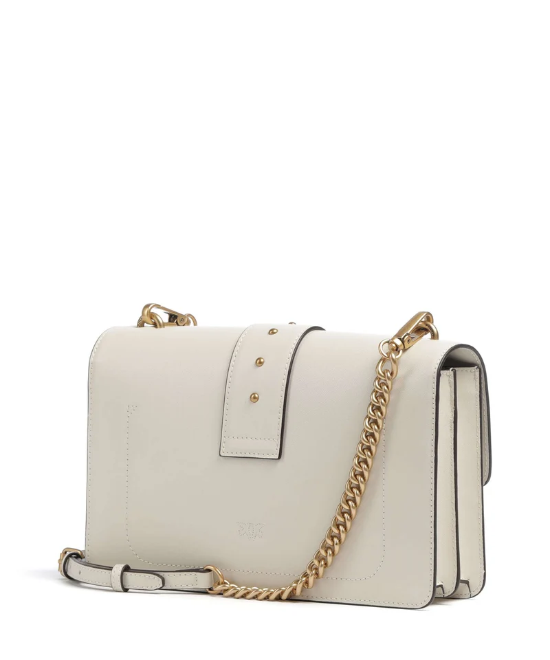 Pinko Love One Classic New Buckle Bandolera bianco seta/antique gold
