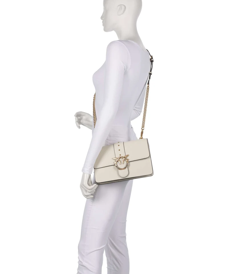 Pinko Love One Classic New Buckle Bandolera bianco seta/antique gold